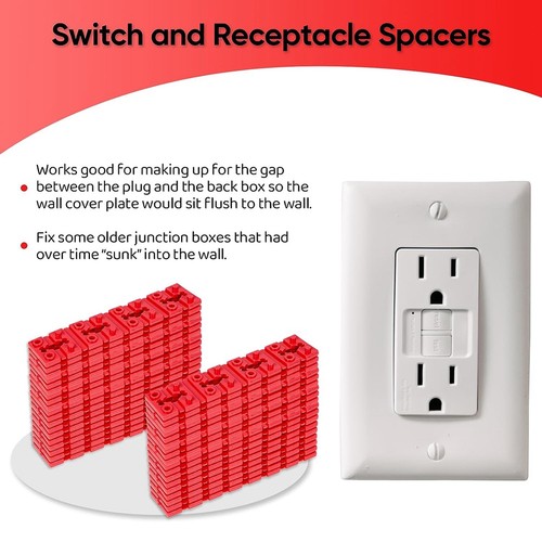 148Pcs Outlet Spacers for Electrical Box+10Pcs Screws,Electric Receptacle7733 - Afbeelding 6 van 10