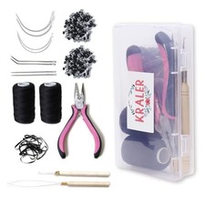 Hair Extension Tool Kit 200 Pcs Black Hair Extension Beads With Tool black