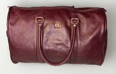 Vintage Etienne Aigner Oxblood Leather Duffel Bag   16'' Weekender