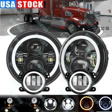 for Freightliner Coronado 7'' LED Headlight Round Projector Hi/Lo+ 4'' Fog Light