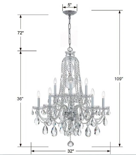 Crystorama Traditional Crystal 32"W Chrome 10-Light Crystal Chandelier - Picture 5 of 6
