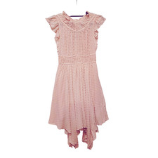 Ulla Johnson Jules Assymetric Midi Dress  Dusty Rose Swiss Dot Size 2