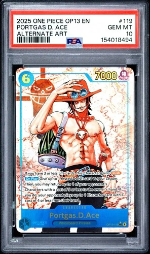 One Piece En Portgas D Ace Alternate Art OP13-119 PSA 10 Gem Mint