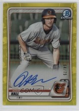 2020 Bowman Chrome Prospects Yellow Refractor 64/75 Adam Hall #CPA-AH Auto 9on