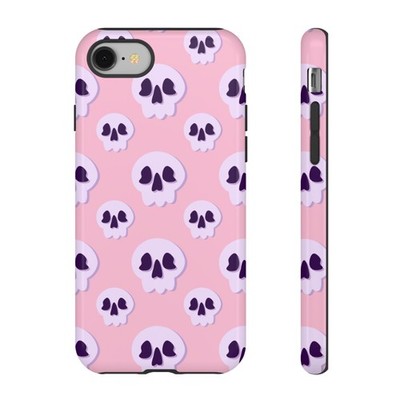 Pink Skull Pattern Phone Case | Cute Gothic iPhone Cover