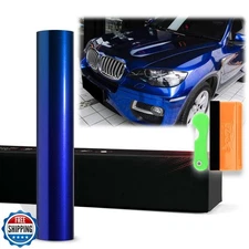 12"x60" (1FTx5FT) Blueberry PET Super Gloss Metallic High Glossy Vinyl Wrap A