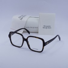 Alexander McQueen AM0286O 002 Dark Havana 55mm Eyeglasses New Authentic