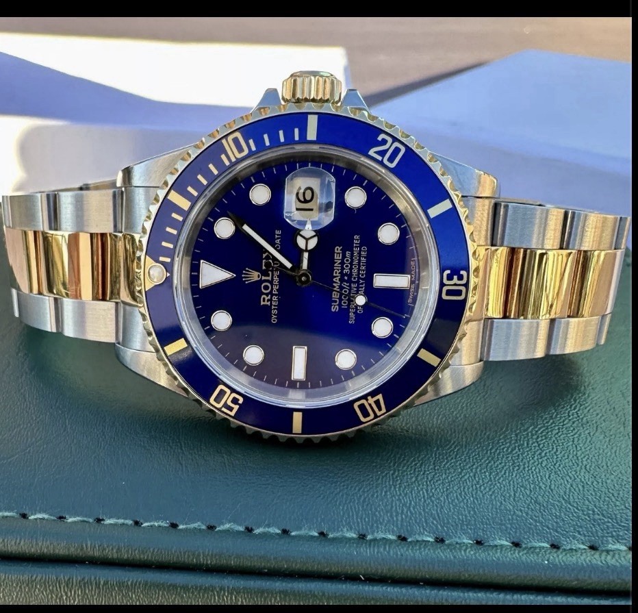 ROLEX SUBMARINER DATE 16613 BLUE 40MM 18K GOLD STEEL TWO-TONE 