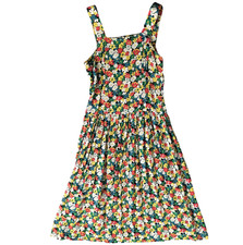 Vintage 90s Red Blue & White Floral Sleeveless A Line Midi Maxi Dress Size 14