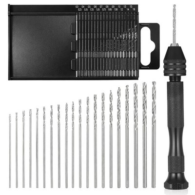 21PCS Metric Mini Micro Drill Bit Set, Carburetor Jet 0.3-1.6 mm, Black