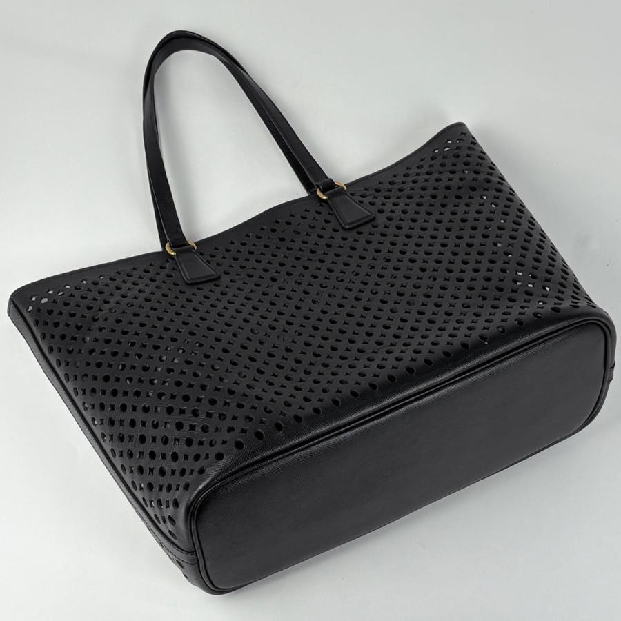 PRADA Punching Handbag Tote Bag Black Leather 37cm with Pouch #BS1139 thumbnail 2