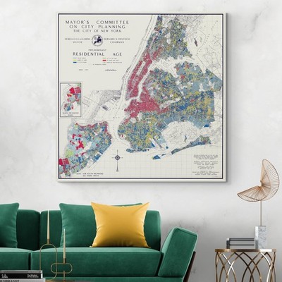 1935 NYC Residential Age Map   Urban Growth by Population Age & Boroughs