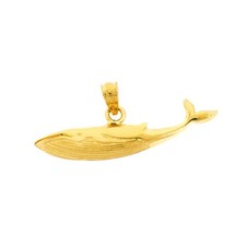 14K Gold 30MM Humpback Whale Pendant