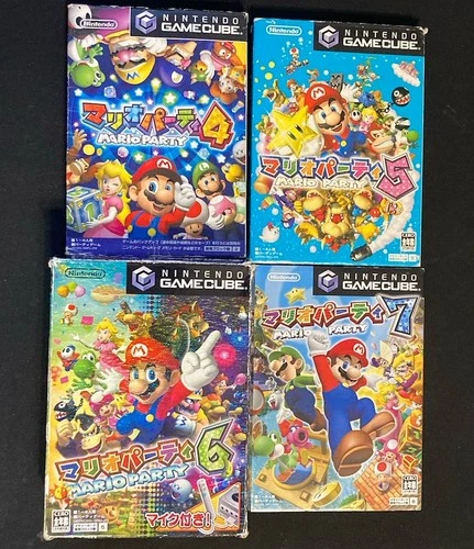 4x COMPLETE Japanese Mario Party GameCube Lot Bundle - 4 5 6 7 + Microphone