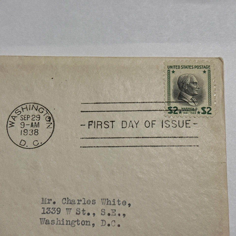 US 1938 Prexy FDC +Pres Harding #833 2$ Black & Green Cachet - Image 4 of 4
