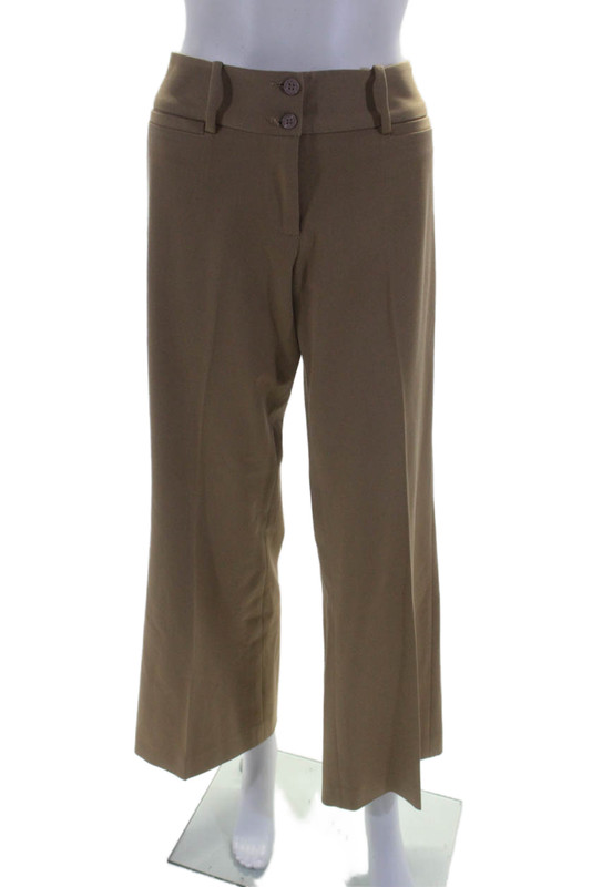 Fabrizio Gianni Womens Stretch For High Comfort Wide Leg Pants Beige Size 8