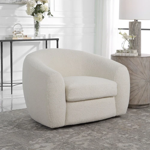 Uttermost Capra Art Deco White Swivel Chair - Picture 1 of 1
