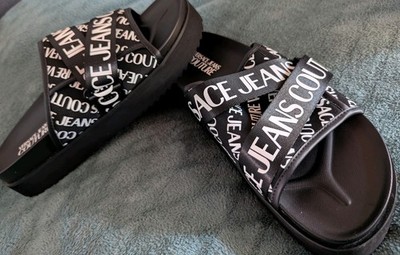 Versace Jeans Couture Herren  Plateau Slipper Slides Latschen Gr.44 schwarz NEU