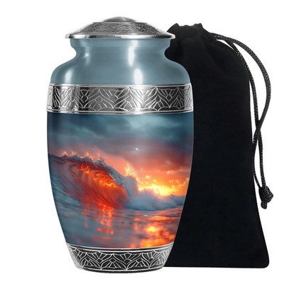 Oceanwaves Serene Urns for Ashes Adult Men, Handcrafted Urn (10 Inch)