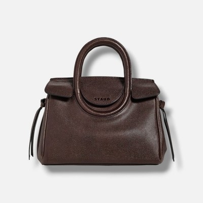 Staud Women's Brown Leather Side Knot Mini Carryall Maude Crossbody Bag