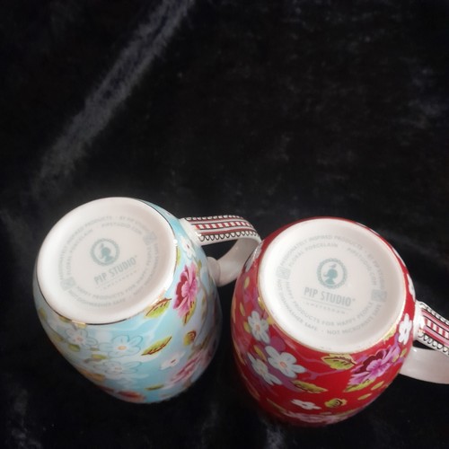 Pip Studio* 2 x Becher* Kaffee*Tee* Floral Porcelaine * hellblau*rot*neuwertig - Bild 7 von 7