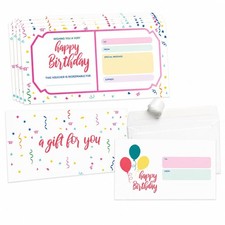 Birthday Gift Certificates for Business with Envelopes, Blank Celebration Vou...