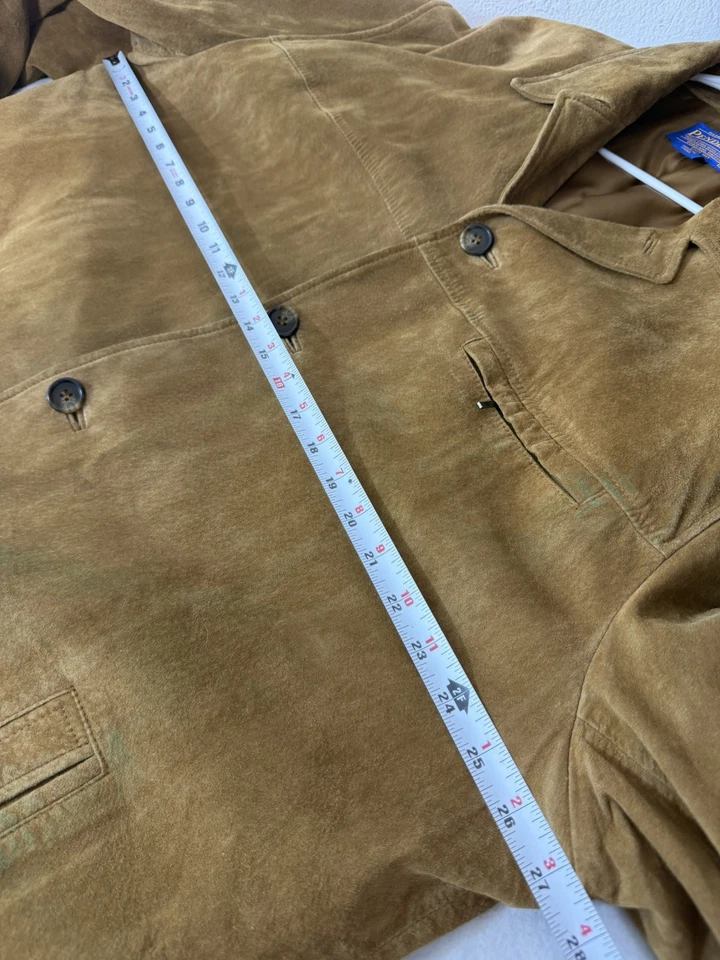 Vintage Pendleton Button Down Suede Leather Tan Shacket Shirt Jacket Sz XXL Flaw - Image 3 of 4