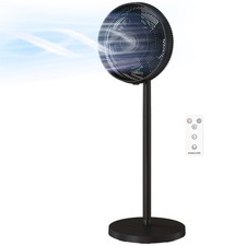 HOMCOM 40 cm Standing Pedestal Fan, Quiet Electric Cooling Floor Fan, Black