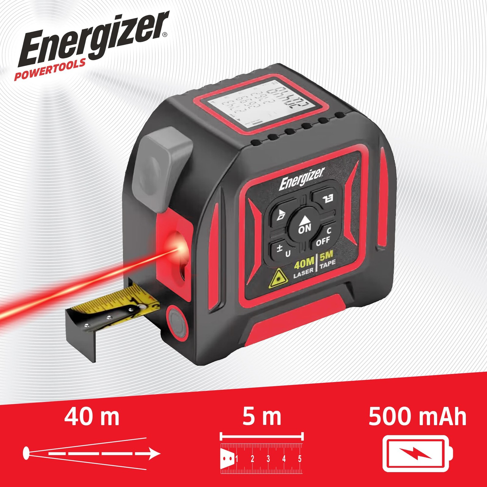Mètre laser 40m haute précision et ruban 5m robuste à lecture LCD - 2