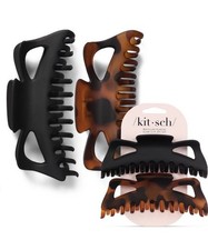 Kitsch Jumbo Classic Claw Hair Clips, Matte Black  Tortoise - 2 Count