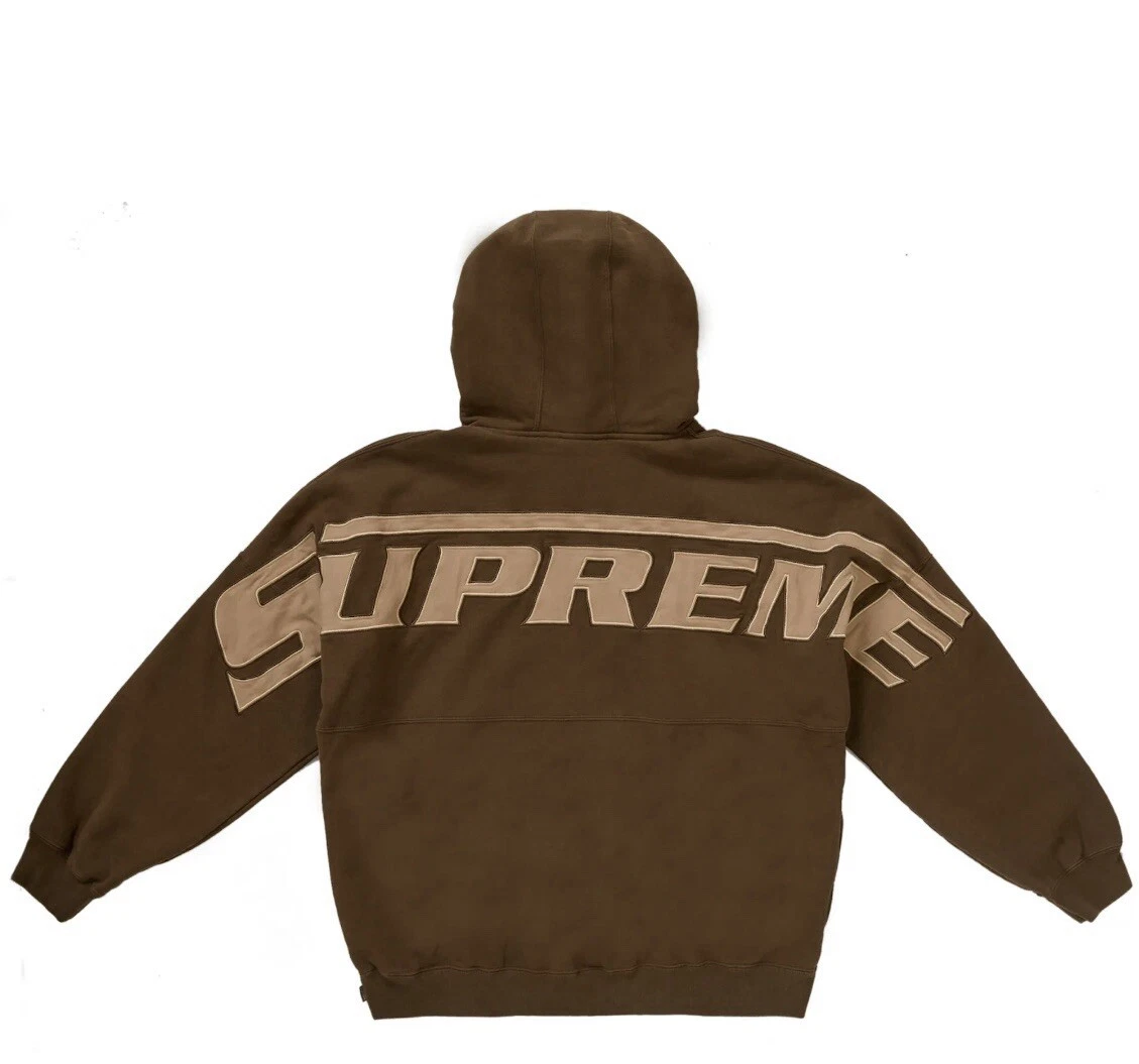 Sweat à capuche Supreme enveloppé demi fermeture éclair marron délavé XLarge neuf SS24