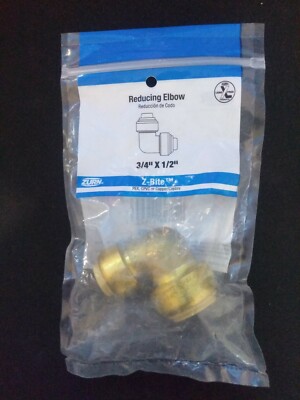 Zurn QQZBE43G Z-Bite Reducing Elbow, 3/4'' X 1/2'' Brass