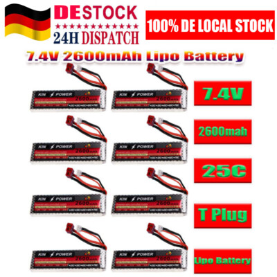 2600mah 7,4V 2S Batteria Lipo ROBITRONIC 25C T-Plug 1/14 144001 RC WLtoys Auto
