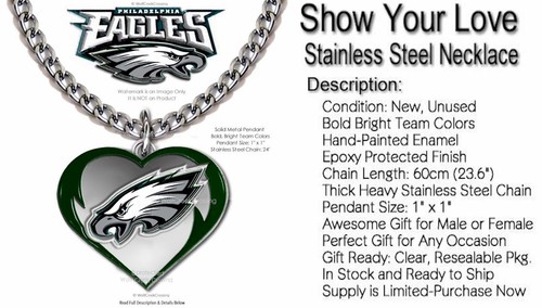 PHILADELPHIA EAGLES LOVE Necklace Stainless Steel NFL Football Mom Daughter HOT! - Picture 11 of 16