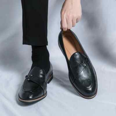 Black Loafers for Men Men's Formal Monk Shoes Men's Shoes Driving Shoes