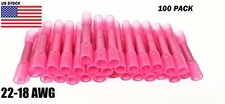 100Pcs Heat Shrink Butt Tube Splice Connector 22-18GA Gauge PINK Wire Terminal