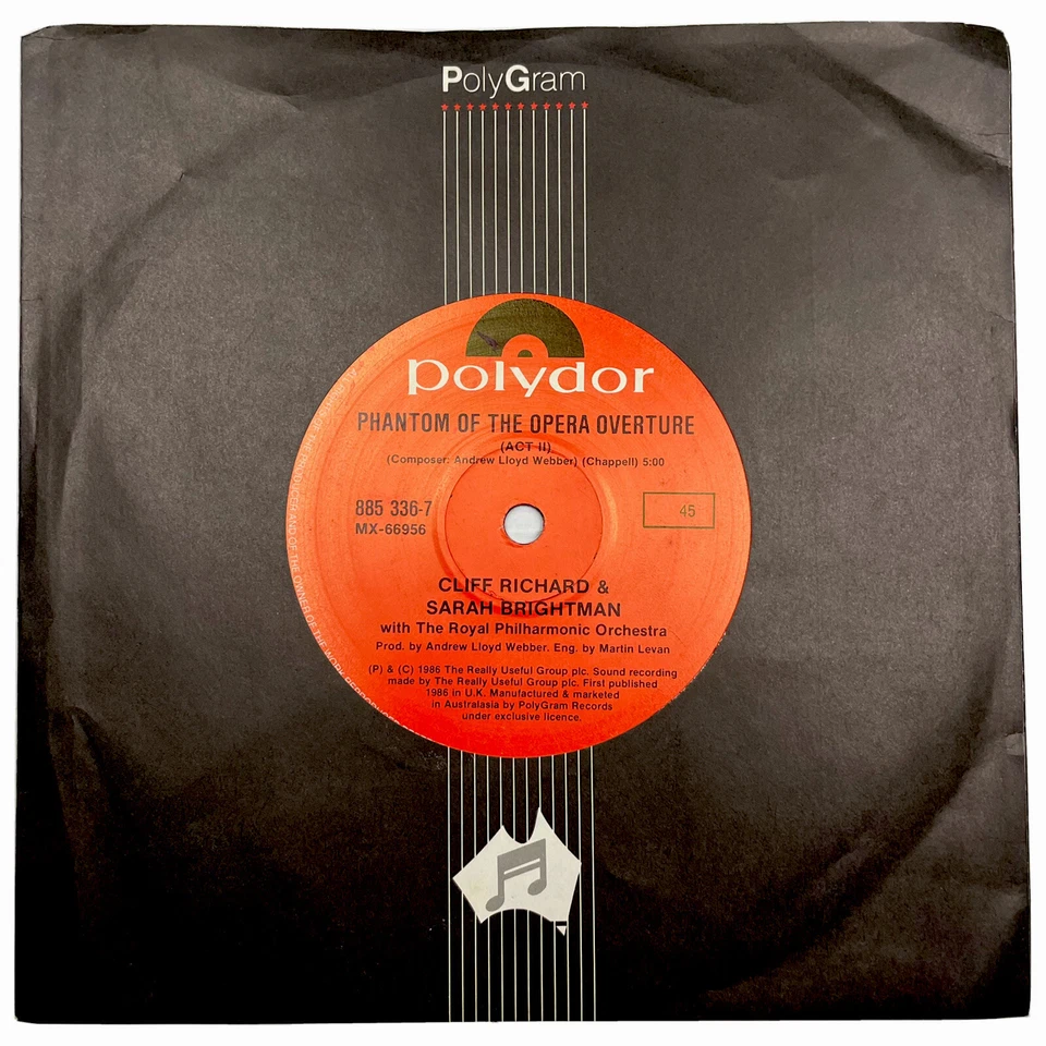 Cliff Richard & Sarah Brightman All I Ask Of You 7” 45 RPM Vinyl Record 1986 OG - Image 4 of 4