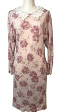 Regina Kravitz Vintage Floral Midi Sweater Dress size M Lace Collar Romantic