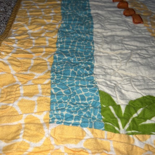 Handmade Safari Zoo Animals Nuetral Flannel Baby Quilt Blanket Giraffe 34x36 - Picture 9 of 10