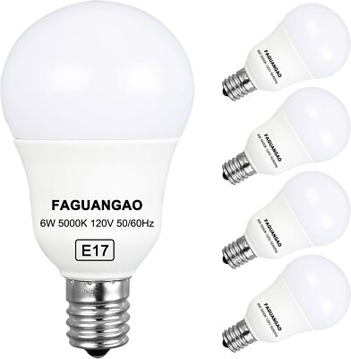 FAGUANGAO E17 Intermediate Base LED G14 Bulbs, 6W 60W Equivalent, 5000K Daylight