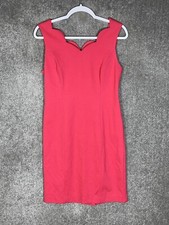 Talbots Sleeveless Scalloped V-Neck Shift Dress Womens Size 6 Pink Stretch
