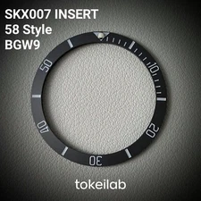 Bezel Insert Black SKX007 Ceramic (58 style) Sloped BGW9 PIP / Matte