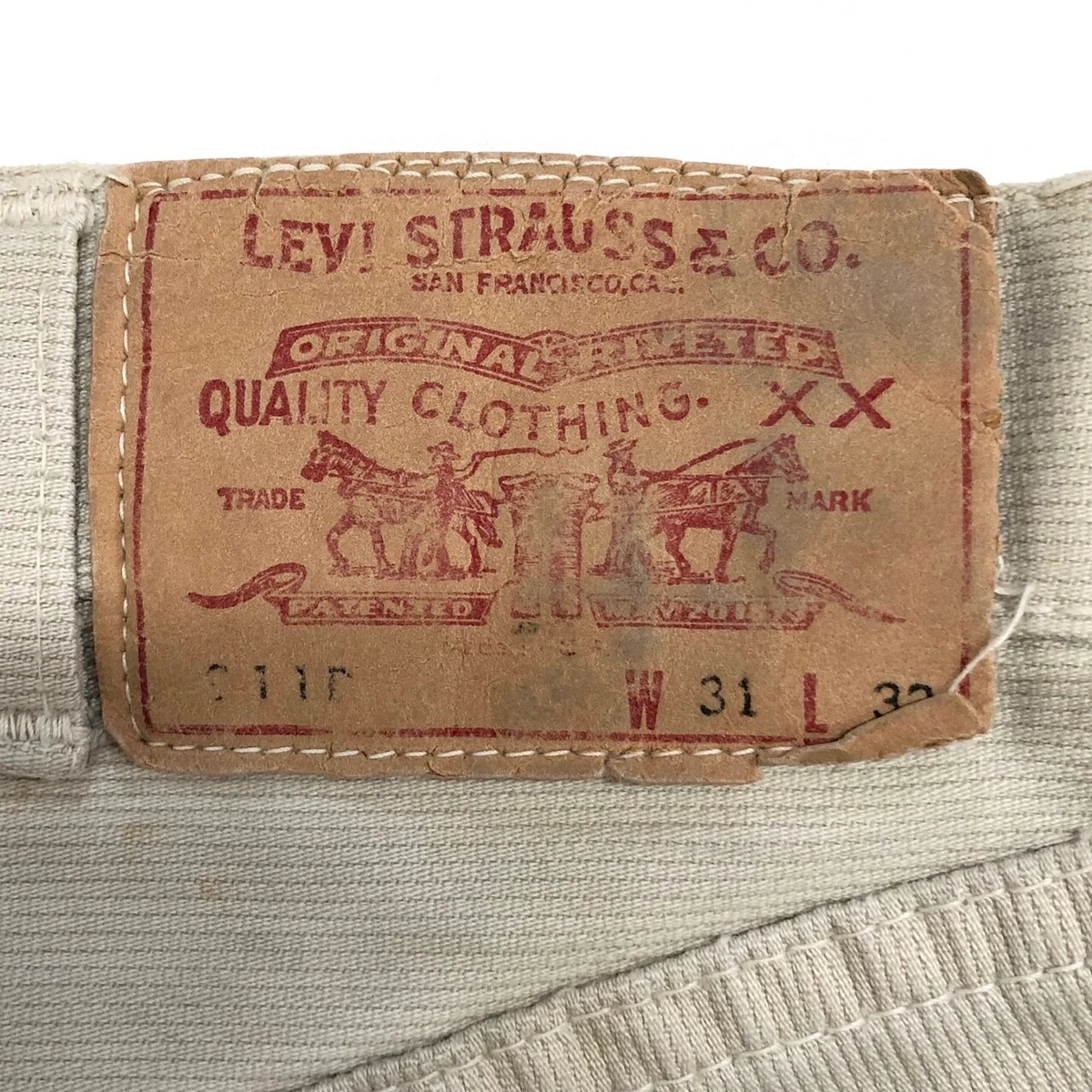 Levi's 60s Vintage 911B Pique Pants Big E W30 L28 TALON 42 Zipper Men's Bottom