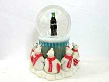 RARE Coca Cola Polar Bears Sitting Around Looking Up At A Coke Bottle Snow Globe