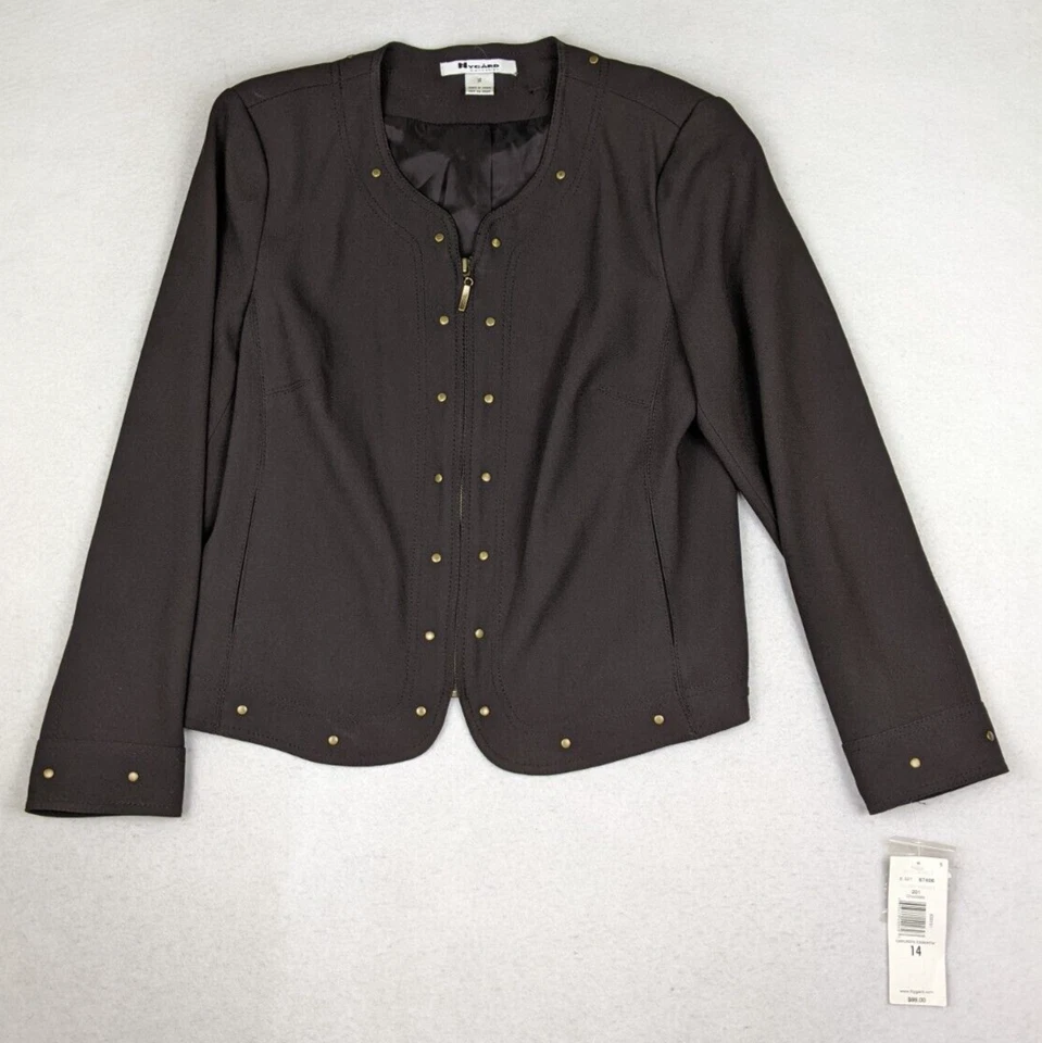 Blazer Traje Chaqueta Mujer Colección Nygard Talla 14 Marrón Cremallera Completa NUEVO Foto 3 de 4