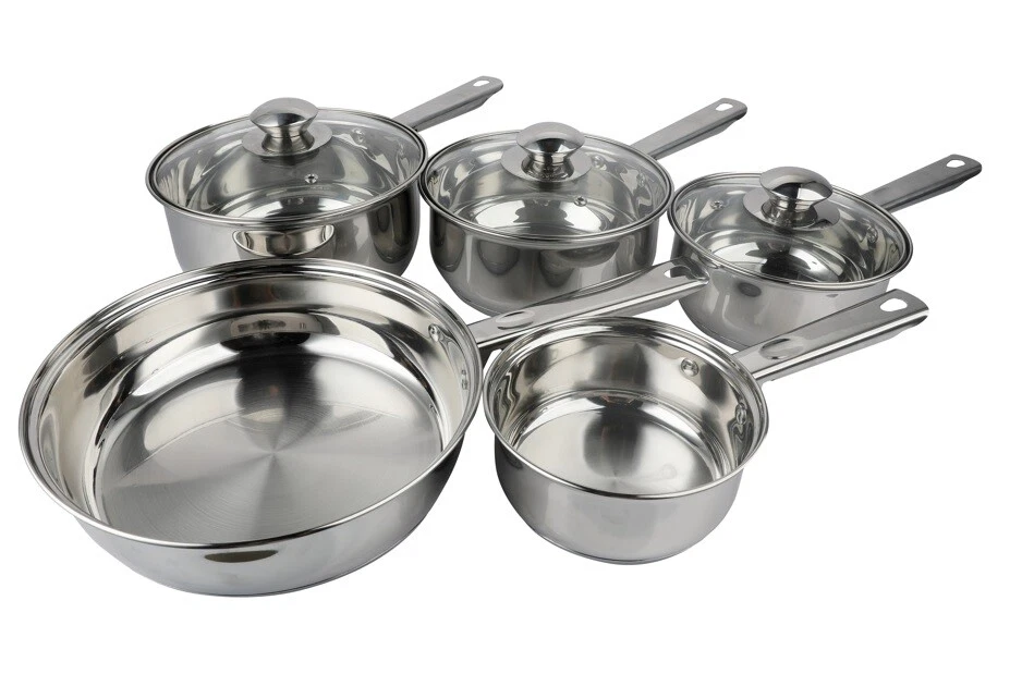 STAINLESS STEEL 5PC COOKWARE SAUCEPAN POT FRYING MILK PAN SET WITH GLASS LID UK
Opens in a new windo