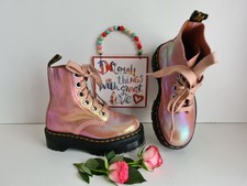 Dr Doc Martens Molly Platform Quad Chunky Sole Iridescent Pink Boots Uk3 Us5