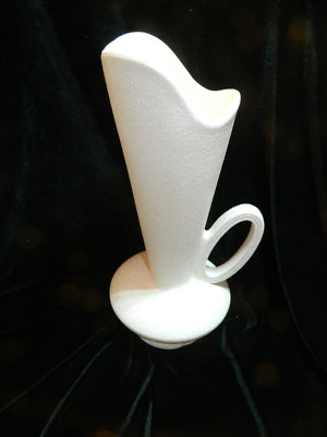 Vtg MCM Original USA Cream White Splatter Pebble  Art Pottery Pitcher Vase 14''