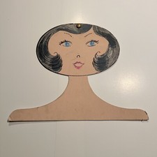Vtg 1960s Clothes Hanger Woman  s Head Face Art Deco Semi Rigid Mat Board
