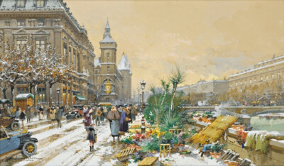 Le Quai aux Fleurs et la Conciergerie von Eugène Galien-Laloue